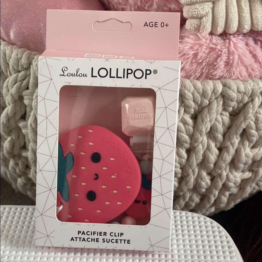 Loulou LOLLIPOP Strawberry Pacifier Clip